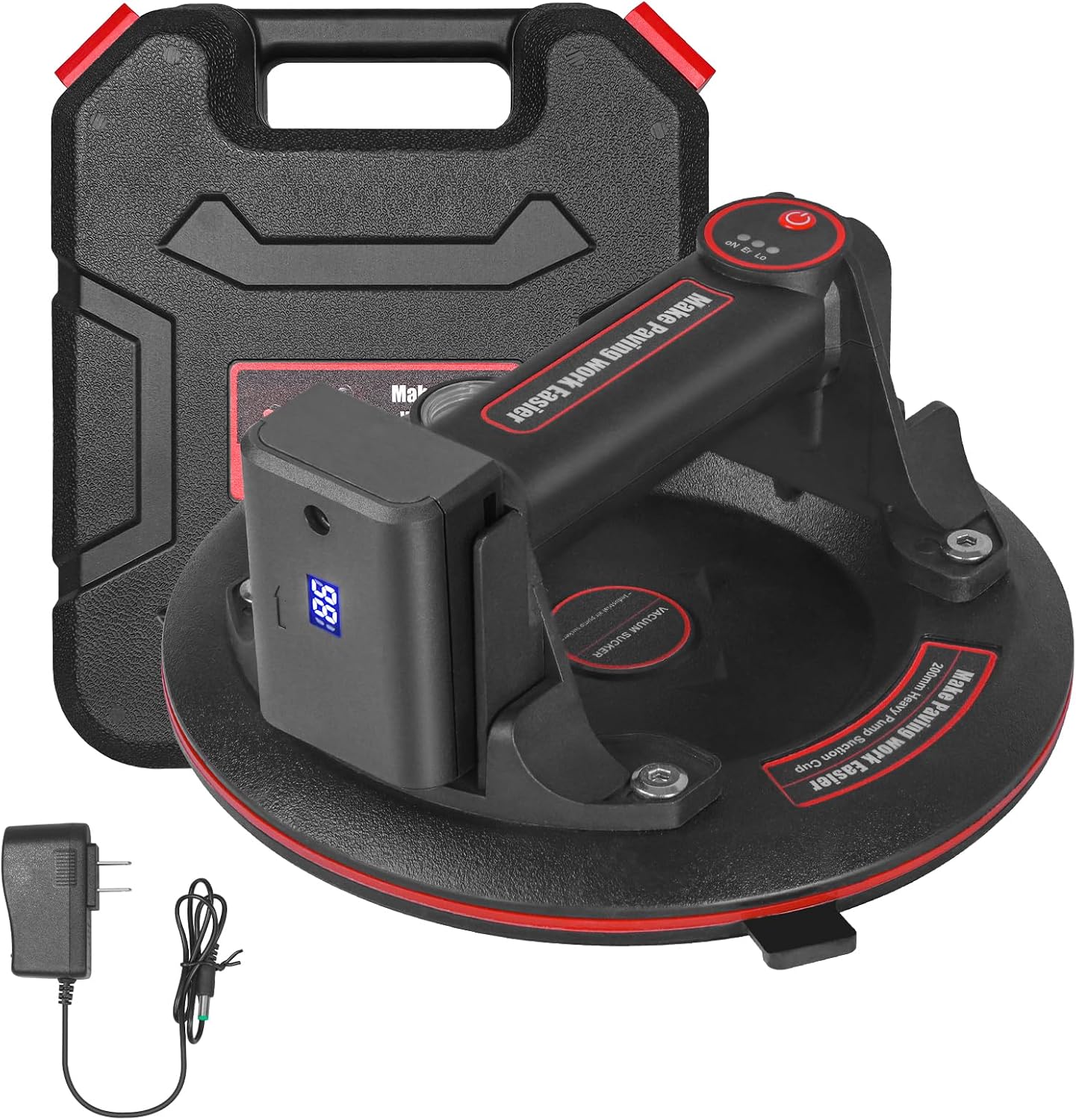8in Electric Vacuum Suction Lifter Gripster, 272 kg, 3000 mAh Battery, Handheld electric vacuum lifter, round cup, 8 in (203 mm), 272 kg by White-label OEM