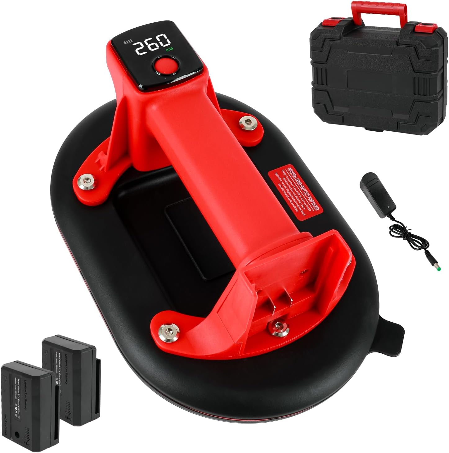 Electric Vacuum Cup Lifter, 24 cm, 260 kg, 2x 3000 mAh, Handheld electric vacuum lifter, oval cup, 240 mm, 260 kg by White-label OEM