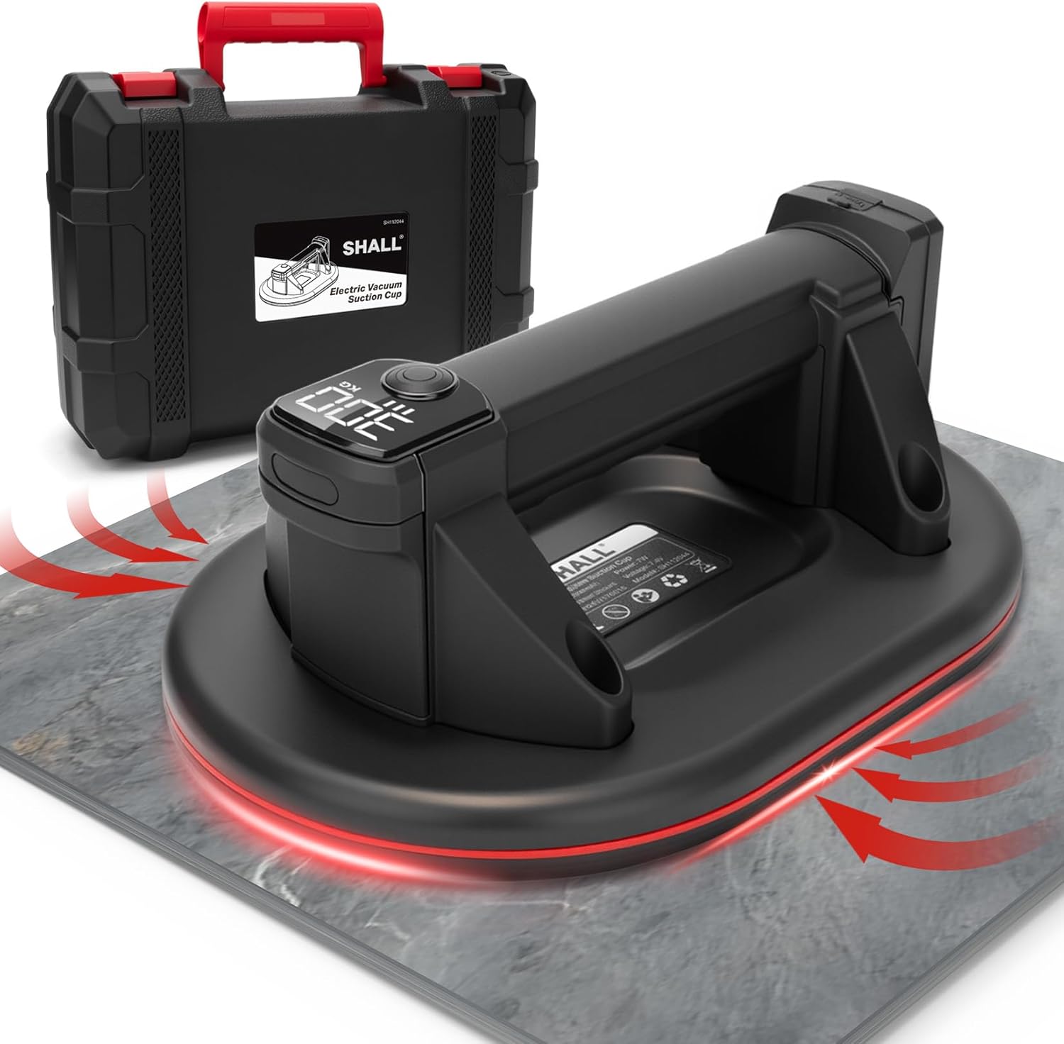 SHALL Electric Vacuum Lifter, 24.5 cm, 300 kg, with LCD Display (listing 2), Handheld electric vacuum lifter, oval cup, 245 mm, 300 kg by SHALL
