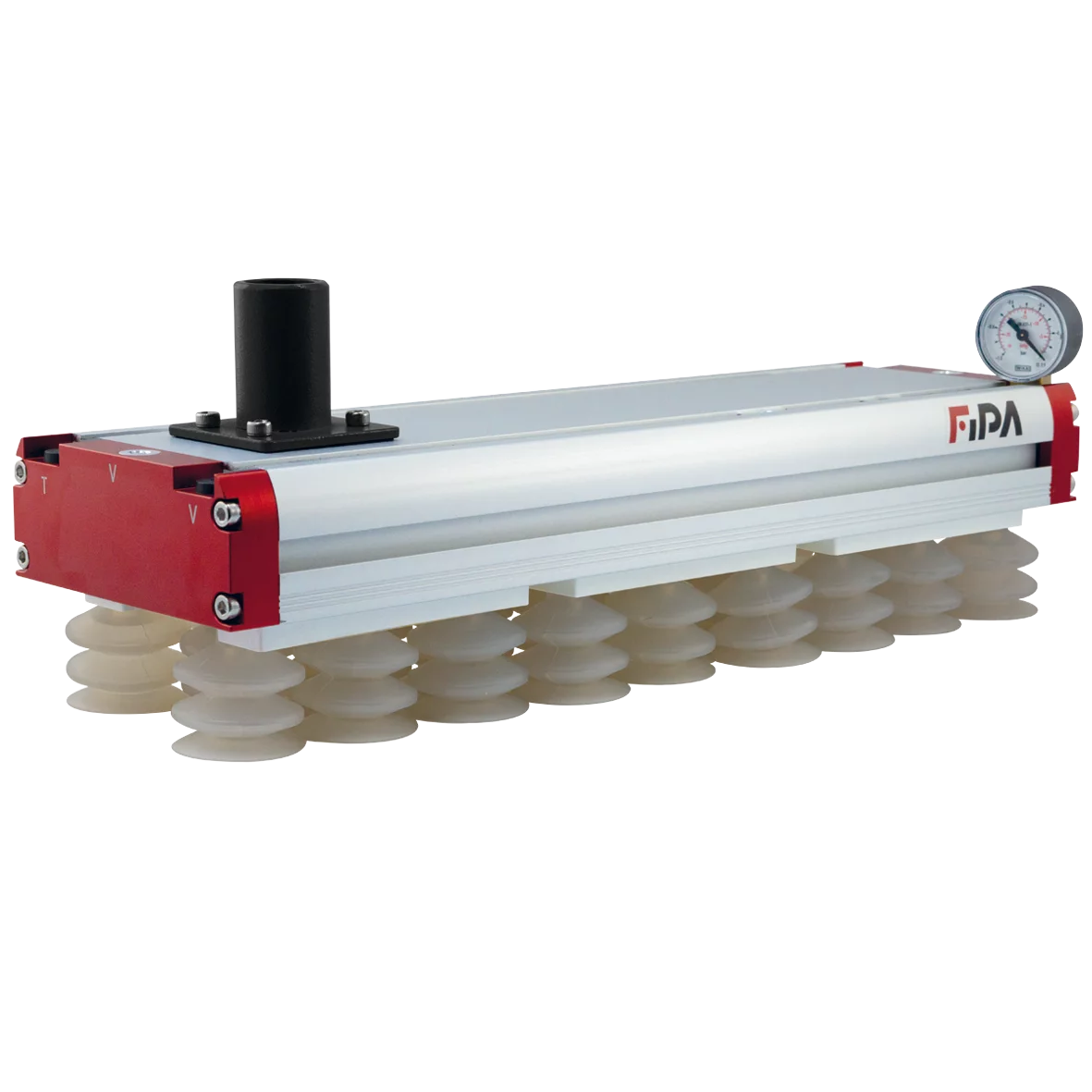 Area gripper FSG 434 mm, for cent. vacuum supply, check valves, cups Ø40 mm SI, area gripper 130 with plug in vacuum cups diameter 40 mm by FIPA